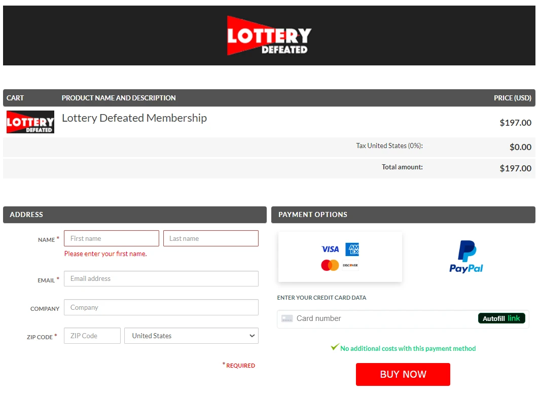 Lottery Defeated order